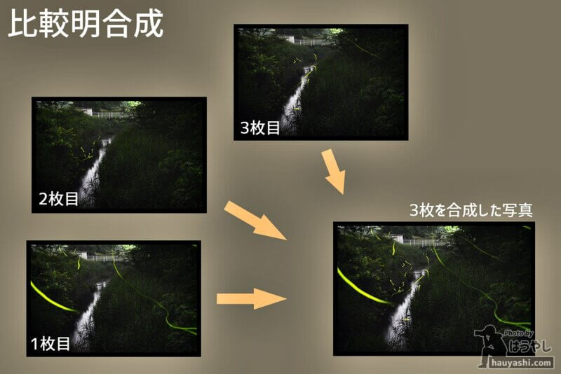 光跡を残すホタル写真の仕上げ方！比較明合成で満足いく1枚を 